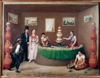 Vendedores de horchata de chufa, bebida tradicional de Valencia, España
