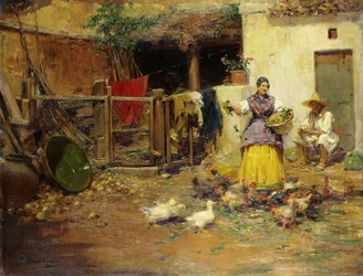 Alimentando a las Gallinas