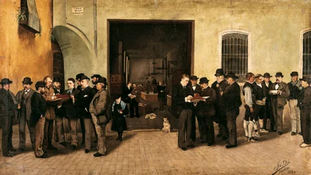 "" El Comercio del Azafrán "" Pintura de José Bru Albinana (siglo XIX) 1880 Valencia. Museo de Bellas Artes San Pío V.