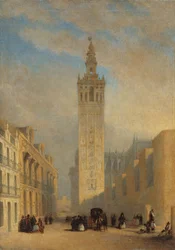 La Giralda vista desde la calle Placentines - Domínguez Bécquer, José (1805-1841) - ca. 1836 - Óleo sobre lienzo - 57,4x40,2 - Museo Carmen Thyssen, Málaga