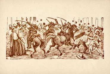José Guadalupe POSADA (1852-1913): manifestación en México duramente reprimida por la policía durante la dictadura de Díaz (José de la Cruz Porfirio Díaz Mori
