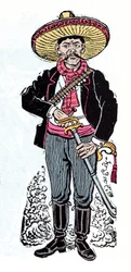 Revolución Mexicana (1910-1920) - Salazar Amador, revolucionario seguidor de Emiliano Zapata - Xilografía de José Guadalupe Posada (1852-1913)