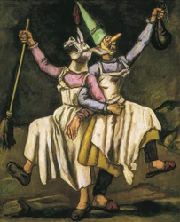 GUTIERREZ SOLANA, José (1886-1945). Máscaras bailando brazo con brazo. 1938. Óleo sobre lienzo. ESPAÑA. MADRID (COMUNIDAD AUTÓNOMA). Madrid. Fundación Cultural Mapfre Vida