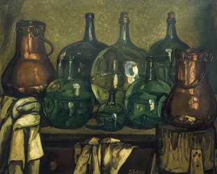 GUTIERREZ SOLANA, José (1886-1945). Bodegón con botella. 1927. Arte Contemporáneo. Óleo sobre lienzo. Colección particular