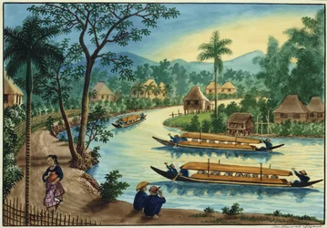Manila y sus alrededores: vista cerca del pueblo de Taguig en el río Pasig