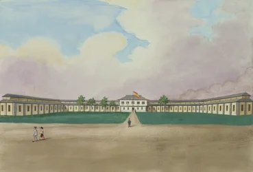 La nueva fábrica de cigarros en Meisic, del Álbum Flebus de Vistas en y alrededor de Manila, c.1845