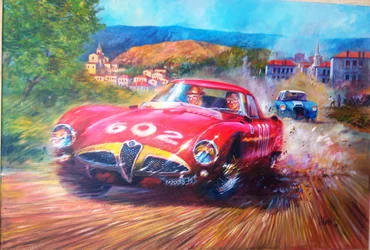 Juan Manuel Fangio Mille Miglia 1953 (Acrílico sobre lienzo, 2017)