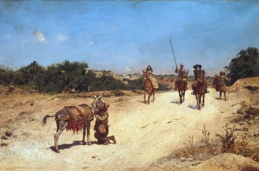 El encuentro de Sancho Panza y su burro Rucio, Ilustración de Don Quijote, c.1878