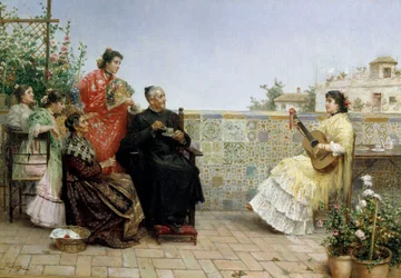 Visita del cura,siglo XIX (óleo)