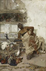 Mercado de aves de corral, Tánger, c.1881 (óleo sobre madera)