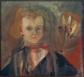 Retrato infantil con flor