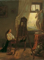 El pintor que se ha quedado dormido en el estudio