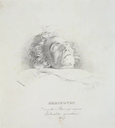 Ludwig van Beethoven (1770-1827) en su lecho de muerte, 28 de marzo de 1827