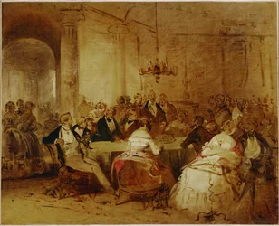 Escena de sociedad. La elegante sociedad vienesa en la época de Schubert ...