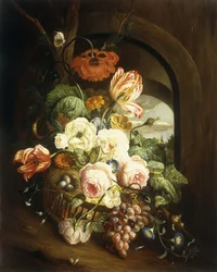 Naturaleza muerta con flores variadas