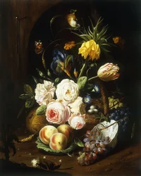 Naturaleza muerta con flores variadas