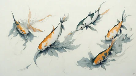 pintura a tinta: Pez carpa koi_01