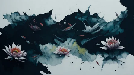 pintura a tinta: waterlili-black_01