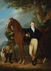 El fundador de la campana Johann Caspar Hofbauer con caballo y cazador