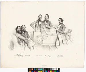 Retrato de grupo: Anton Storch, Carl Binder, Anton Emil Titl, Franz von Suppé, Heinrich Proch