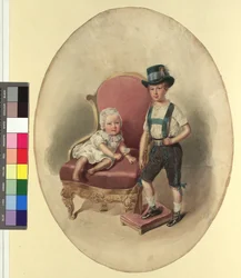 Dos niños, probablemente de la familia imperial