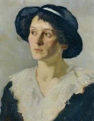 dama con sombrero negro