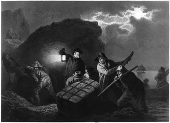 Contrabandistas en la costa oriental de Suecia, principios del siglo XIX