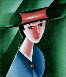 Chica con sombrero rojo, 1915