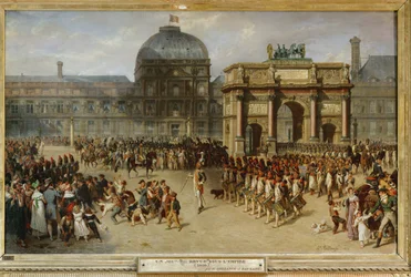 Revista militar frente al palacio de las Tullerías, París, en 1810 ...