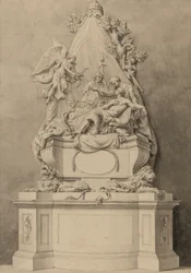 Monumento al general de división Wolfe, zona norte, Abadía de Westminster (tinta y aguada sobre papel)