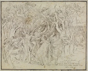 Dante y Virgilio en el bosque de los suicidas (Infierno de Dante, canto 13)