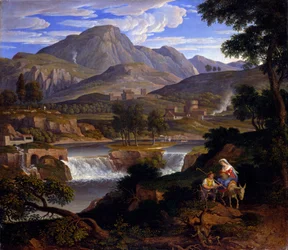 Paisaje con figuras bíblicas