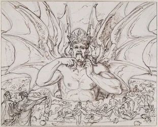 Lucifer en el centro del infierno. Ilustración para La Divina Comedia de Dante Alighieri, hacia 1803