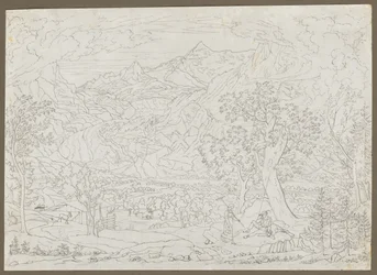 El glaciar Grindelwald con cazador y campesina en primer plano, ca. 1823