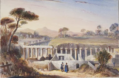 Acuarela pegada en el Diario de un viaje por Suiza e Italia de Thomas Moody, 1822