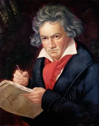 Ludwig van Beethoven (1770-1827) componiendo su 