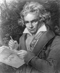 Ludwig van Beethoven componiendo su 