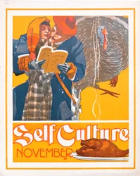 Cartel de la revista "Self Culture", noviembre de 1897 (litografía en color)
