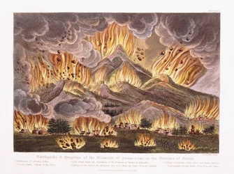 Terremoto y Erupción del Monte Asama-yama en la provincia de Sinano, 1822