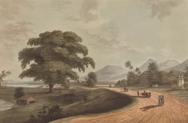 Fuerte Marlborough desde Old Bencoolen, Sumatra, 1799