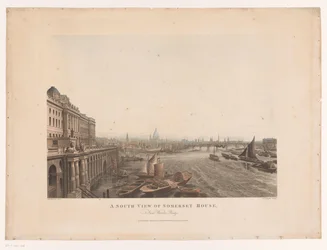 Vista de Somerset House y el Támesis desde el sur Una vista sur de Somerset House, desde Waterloo Bridge (título sobre el objeto)
