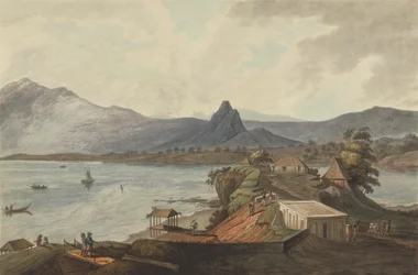La Roca del Padre y el Pan de Azúcar desde Bencooler, Sumatra, 1799