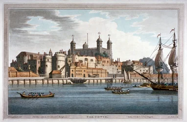 Vista sur de la Torre de Londres con barcos en el Río Támesis, 1795