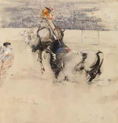La corrida de toros de Algeciras (acuarela con color sobre papel)