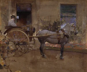 El carro de la institutriz (gouache sobre lino)