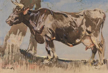 La vaca vieja (gouache sobre lino)