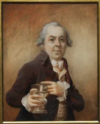 retrato de un hombre con un vaso