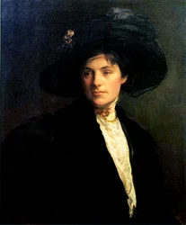 Mujer con sombrero negro, 1910