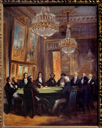 El Duque de Orleans firmando la proclamación del teniente general del reino el 31/07/1830 en el Palacio Real