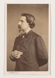 Portret van de schilder Henri Jacques Bource, media figura La Escuela de Amberes. Retratos biografías tarjetas de presentación. Colección Dupont (título de la serie)